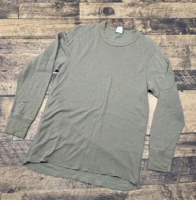 Camisa Térmica De Colección Doble Plegable Para Hombres L Verde Oliva Lana Capa Base Años 70 Hecha en EE. UU. Foto 1 de 4