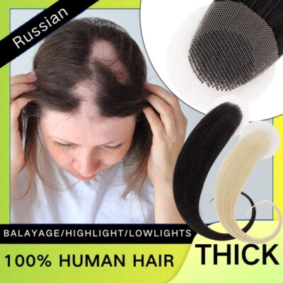 Full Lace Cover-up 100% Remy Human Hair Patches Pieces for Alopecia Areata Black - Image 1 of 4