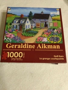 Geraldine Aikman QUILT BARN COUNTRY HOME AND FLOWERS 1000 Pc PUZZLE COMPLETE - Picture 1 of 4