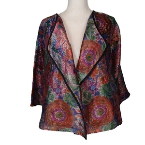 Armani Collezioni Floral Jacquard  Blazer Jacket sz 10 open front - Picture 1 of 21