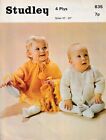 Studley Original Retro Baby Knitting Pattern #835 Poncho & Matinee Coat 4 Ply
