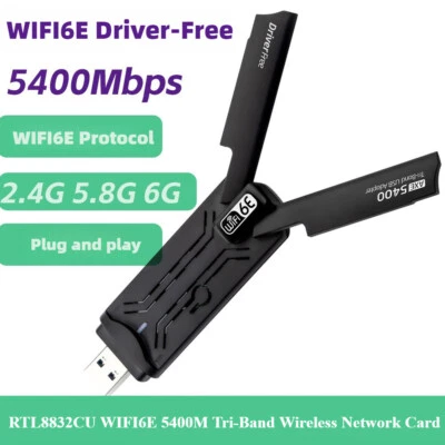 2.4GHz & 5.8GHz & 6GHz RTL8832CU WIFI6E 5400M Tri-Band Wireless Network Card - Image 1 of 4