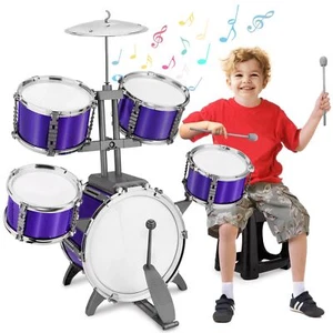 Kids Drum Set Jazz Drum Rock Kit Toys 3 4 5 6 7 Year Old 5 Piece Toddler Band R - Picture 1 of 7
