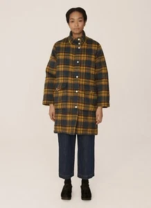 YMC Thompson Plaid Blue Yellow Brushed Wool & Mohair Unisex Jacket Coat Size XS - Picture 1 of 18