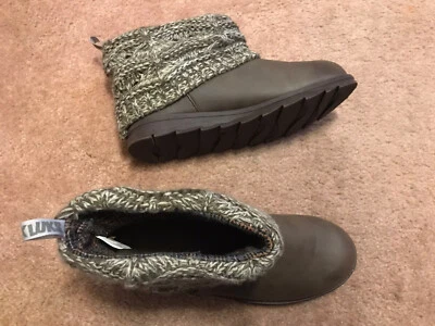 Muk Luks Patti Women's Cable Knit Cuff Fall Winter Booties Brown Size 9 - Image 1 of 3