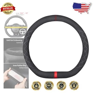 Sporty Suede Steering Wheel Cover - Fits Alfa Romeo Giulia & Stelvio 15.5 inch - Bild 1 von 9