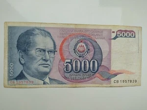 BANCONOTA 5000 DINARI YUGOSLAVIA - COME DA FOTO - Picture 1 of 2