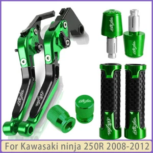 Handle Grips End Cap Brake Clutch Levers Green For Kawasaki ninja 250R 2008-2012 - Picture 1 of 7