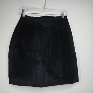 Minifalda vintage Ivy Club de gamuza de cuero negra para mujer talla M gótica occidental - Imagen 1 de 7