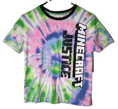 Justice Minecraft T Shirt Size Small Sequins Tie Dye Game Tee Gift - Image 1 of 4