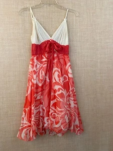 Max Studio sleeveless sundress size M ivory and orange floral print - Picture 1 of 6