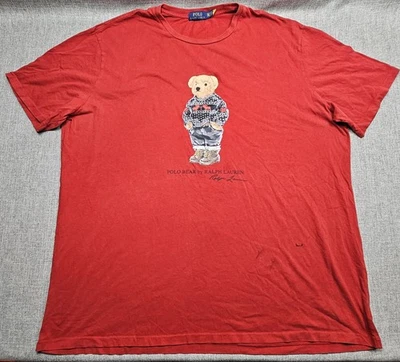 Polo Ralph Lauren Shirt Mens 3XL Red Polo Bear Graphic Crewneck Tee T-Shirt - Image 1 of 4