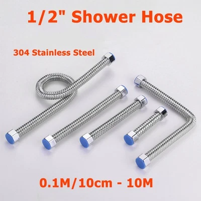 1/2" 304 Edelstahl Brauseschlauch Flexibel Dusche Bad Rohr 10CM/0.1M - 10M  - Bild 1 von 4