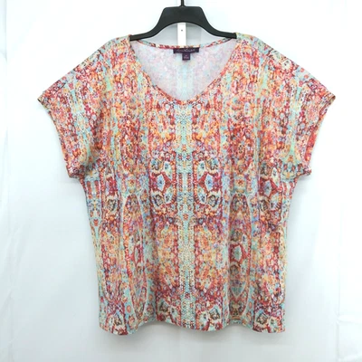 Camisa Gloria Vanderbilt Mujer Talla 2X Multicolor Cuentas Manga Dolman Cuello en V Top Foto 1 de 4