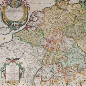 Nicolas Sanson Empire d'Allemagne Historische Karte coloriert Kupferstich 1678 - Picture 1 of 4