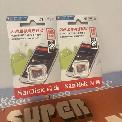 2x Sandisk 16GB NEW Ultra Micro SD SDHC Card UHS-I Class10 A1 98MB/s Full HD - Image 1 of 2