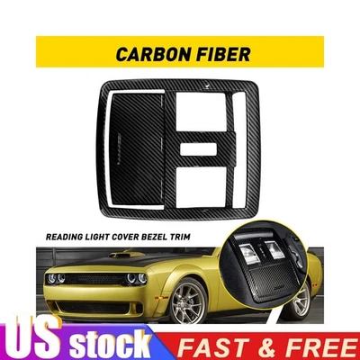 Cubierta de luz de lectura delantera de fibra de carbono para Dodge Challenger 2010-2019 Foto 1 de 4