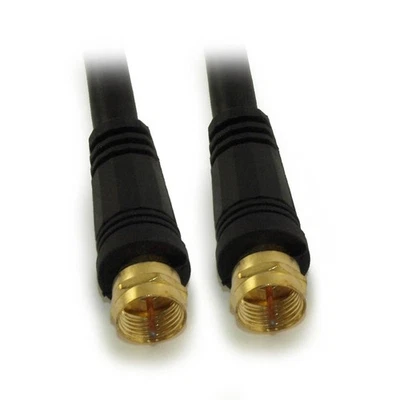 8inch RG6 QUAD SHIELD Black HI-BANDWIDTH Coax Cable F-type Gold Plated - Image 1 of 3