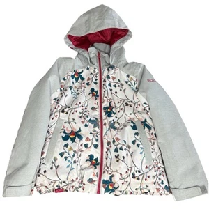 Roxy Winter Dryflight Ski Snowboard Jacket Girls Small (8) Floral Gray 10K - Picture 1 of 11