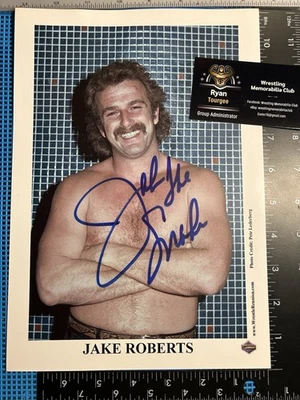 Foto promocional de lucha libre firmada por Jake The Snake Roberts de colección WWF WWE WCW Foto 1 de 3