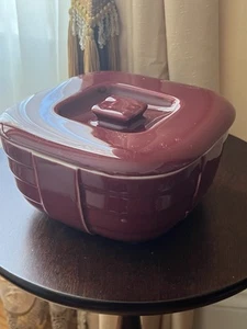 Vintage Hall Maroon Square Hotpoint Refrigerator Dish - Picture 1 of 9