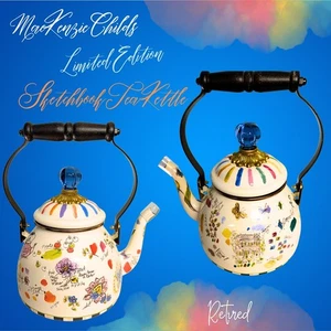 MacKenzie Childs Sketchbook 2 Quart Tea Kettle Limited Edition Collectible - Picture 1 of 7