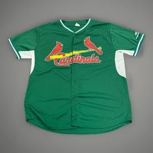 St Louis Cardinals Button Up Jersey Men's XL Green St Patricks Day - Picture 1 of 9
