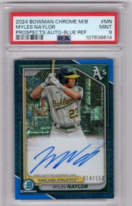2024 Bowman Chrome M/B Myles Naylor #BMA-MN Prospects Auto-Blue Ref PSA 9 - Picture 1 of 2
