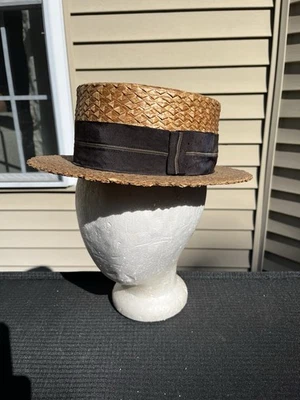 Antiguo sombrero de navegante de paja - talla 7 - sombreros Parkway Foto 1 de 4