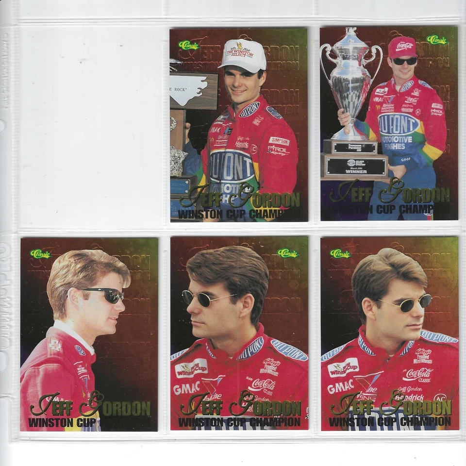 *1996-Classic CUP CHAMPION-JEFF GORDON-Complete 5 card set-Straight to Pages* - Image 1 of 1