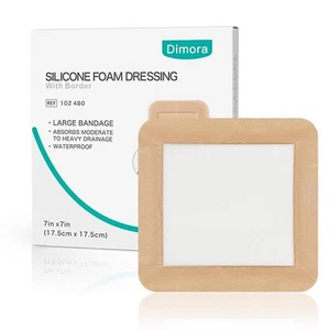 Large Bandage Ultra Soft Wound Dressing - Bordered Silicone Adhesive Foam Dre... - Picture 1 of 7