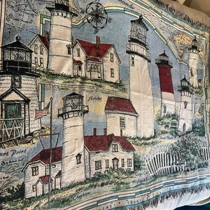 Lighthouse Of Cape Cod Nantucket Donna Elias Woven Tapestry Throw Blanket 64x47” - Picture 1 of 8