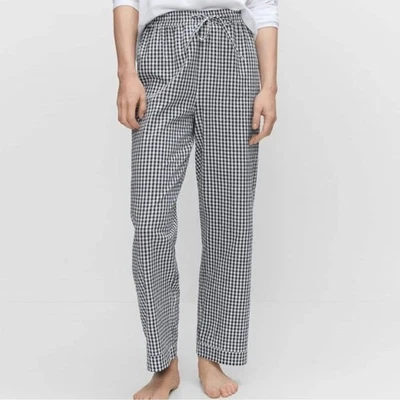 Pantalones de salón Love by GAP Gingham negros blancos a cuadros pierna recta holgados S Foto 1 de 4