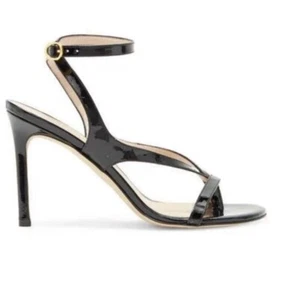 Stuart Weitzman Align 95 hochhackige Sandaletten Größe 9 schwarz Lackleder 425 $ NEU - Bild 1 von 9
