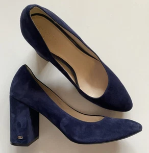 Cole Haan Suede Leather Pumps Block Heels Navy Blue Women's Size 11B NEW - Picture 1 of 8