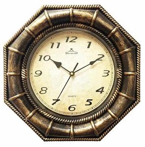 Orologio da parete decorativo in plastica, 12", OTTAGONO DESIGN ANTICO, BRONZO, WB - Foto 1 di 9