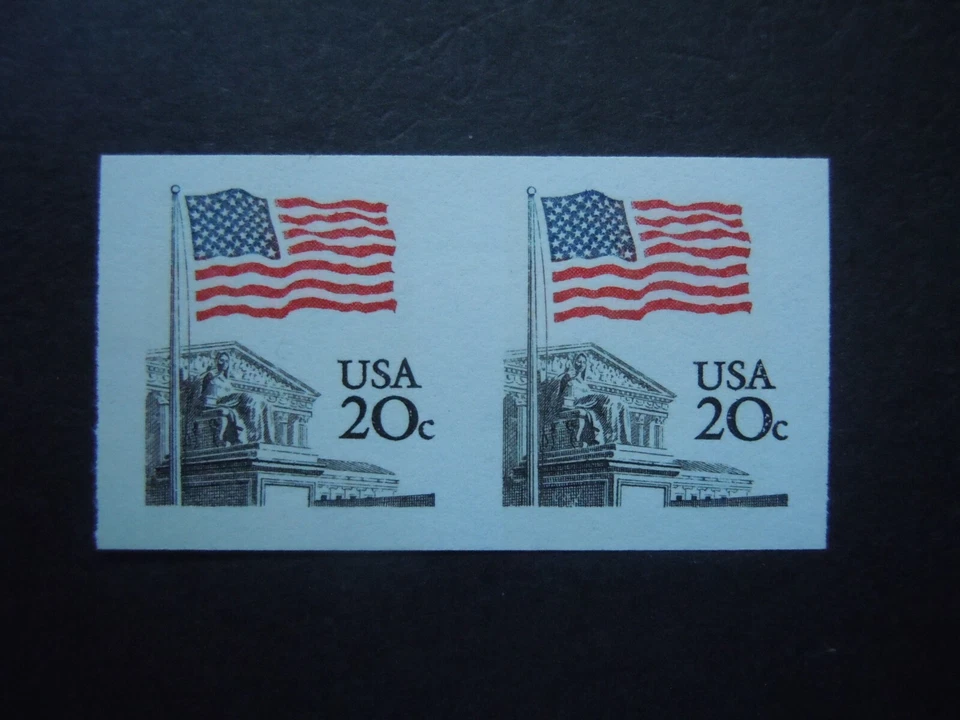 #1895d 20c Flag  EFO Major Error Imperforated Pair MNH OG VF - Image 1 of 1