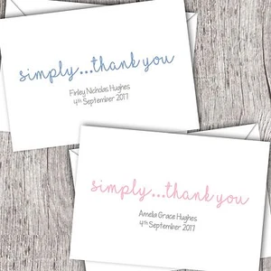 Tarjetas de agradecimiento/bautizo personalizadas para bebé niño ~ simples ~ plegadas D47 - Imagen 1 de 1