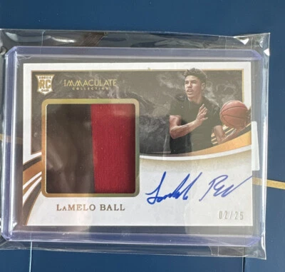 LaMelo Ball 2020 Panini ImmmaculateCollegiate Gold Series Auto Patch 02/25 - Image 1 of 4