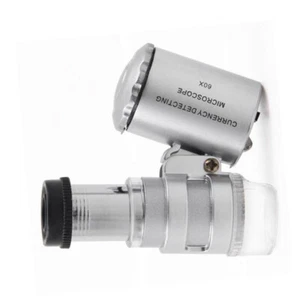 60X LED Mini UV Light Illuminated Pocket Microscope Loupe Magnifier Jewelry - Picture 1 of 10