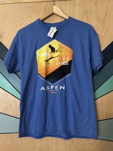 NWT Live Large Snow Skiing Aspen Colorado Blue T-Shirt Youth XL - Picture 1 of 5