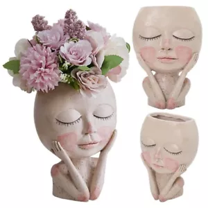 Nordic Style Head Plant Pot Human Face Pot Creative Flower Planter Room Decor US - Picture 1 of 12