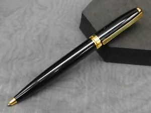 S.T. Dupont Ballpoint Pen Black Gold Tone Trim - Picture 1 of 9