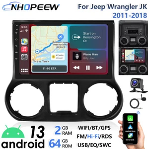 Wireless Carplay Android 13 For Jeep Wrangler JK 11-18 Car GPS Navi Radio Stereo - Picture 1 of 21
