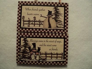 KSA "WOODEN CHRISTMAS SCENE PLAQUE SET" ~ Set Of 2 Ornaments  - Picture 1 of 3