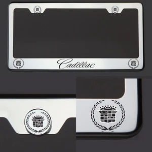 Etiqueta de marco de placa cromada T304 Cadillac letra negra grabada con láser - Imagen 1 de 7