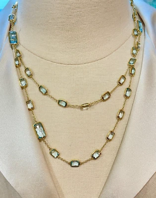 IPPOLITA 18k золото рок конфеты Lg леденец 40» длинный синий топаз ожерелье с Ярлыками - Изображение 1 из 4