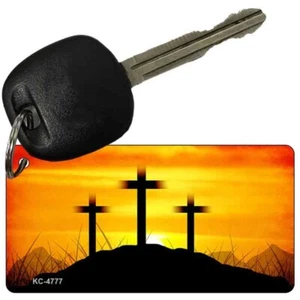 3 Kreuze Neuheit Metall Aluminium Schlüsselanhänger Nummernschild Anhänger Kunst - Bild 1 von 1