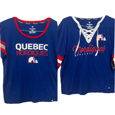 Lot of 2 Fanatics NHL Quebec Nordiques Long Sleeve & T Shirt Sz M Women SS2294 Cover