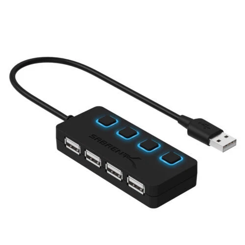 HB-UMLS Sabrent 4-Port USB 2.0 Hub With Individual LED Power Switches - Image 1 of 1